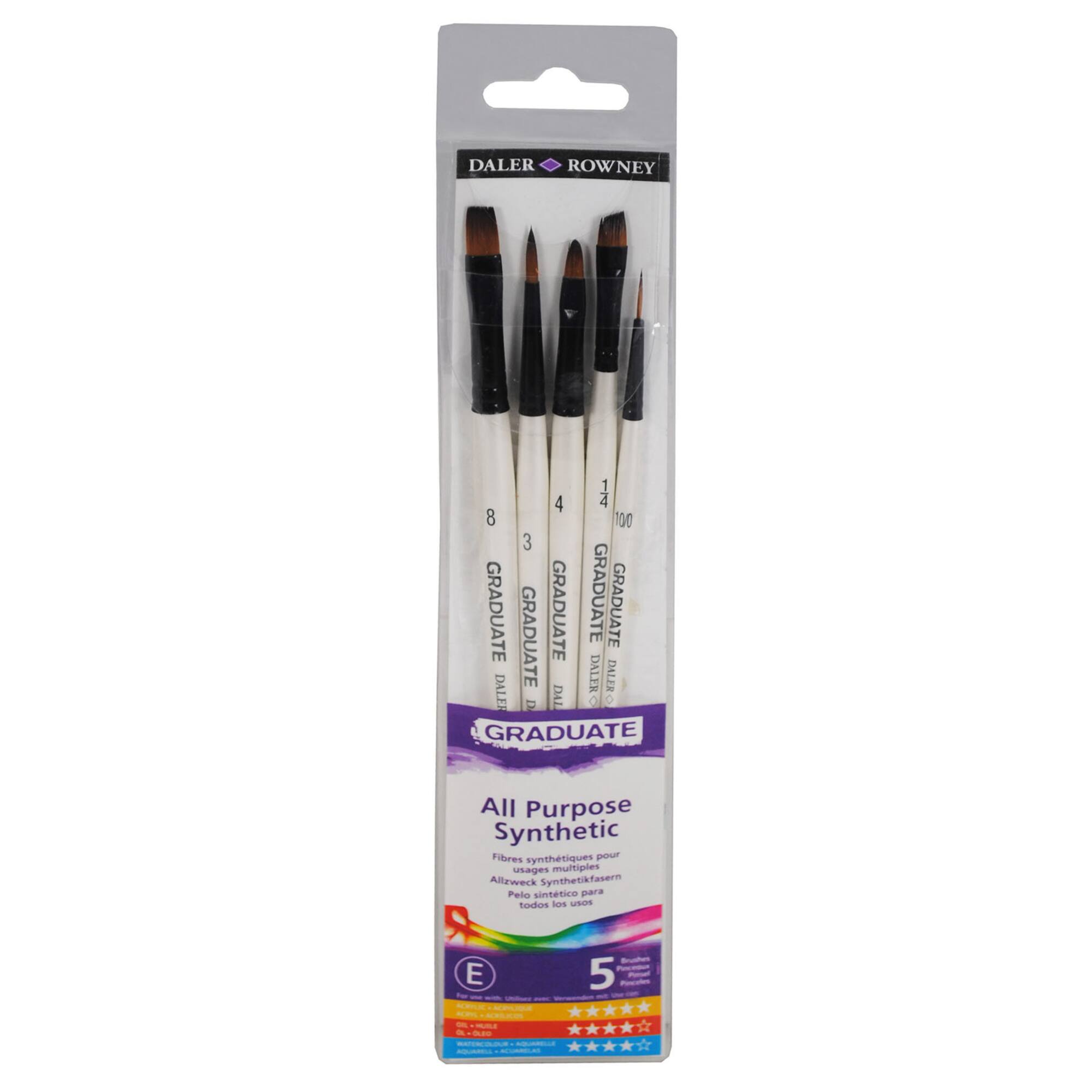 Daler‑Rowney® Graduate All Purpose Selection Synthetic Short Handle Paintbrushes Set